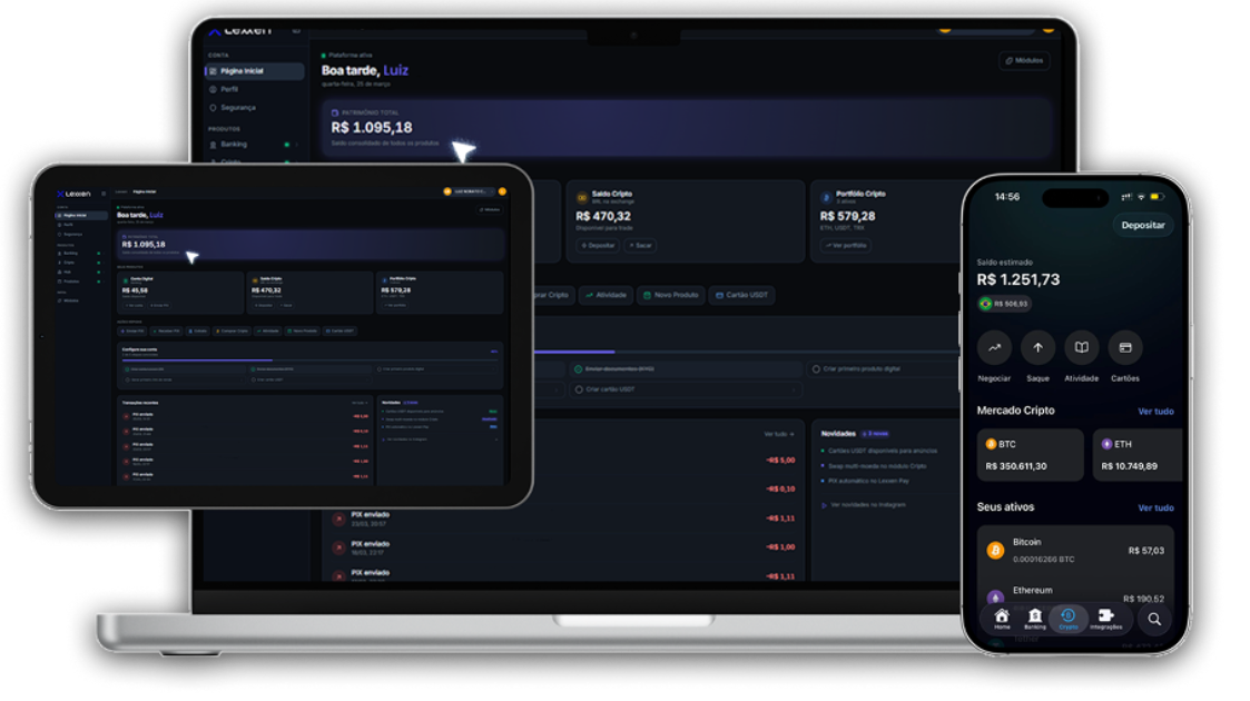 Infraestrutura Lexxen em desktop, tablet e mobile